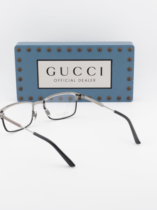 Gucci GG0135O 002 Rectangle Eyeglasses 52mm - Ruthenium / Black